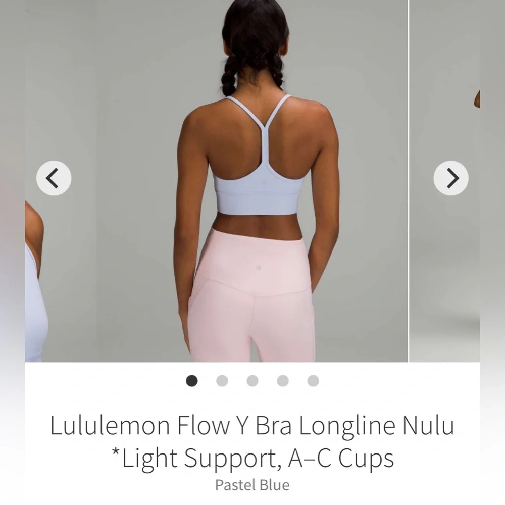 Lululemon Flow Y Bra‎ Longline Nulu *Light Support, A–C Cups Pastel Blue 6
